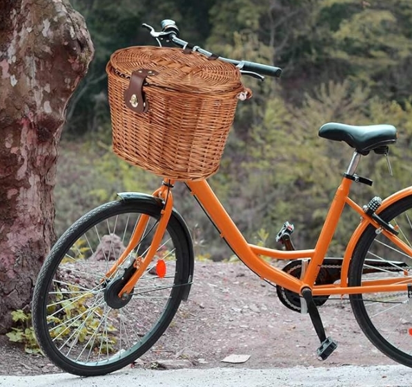 Bicycle Front Basket Wicker Picnic Basket 