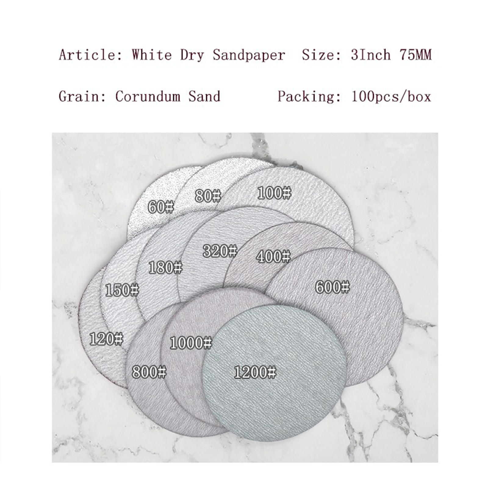 3inch Hook and Loop Dry Sandpaper for Polishing Grinding
