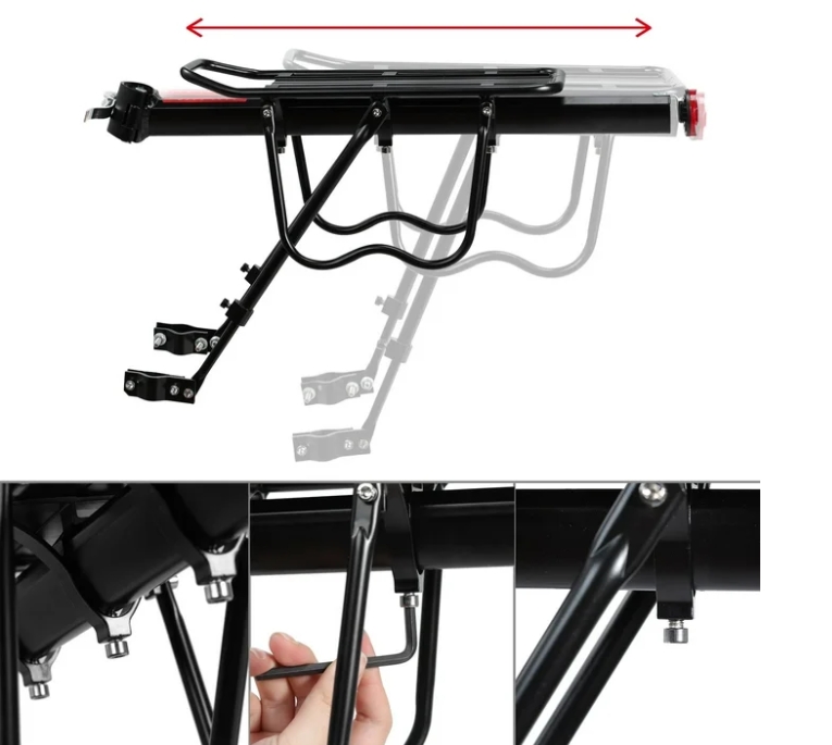 Quick Release Bicycle Rear Luggage Cargo Carrier with Adjustable Aluminum Bike Rear Seat Rack