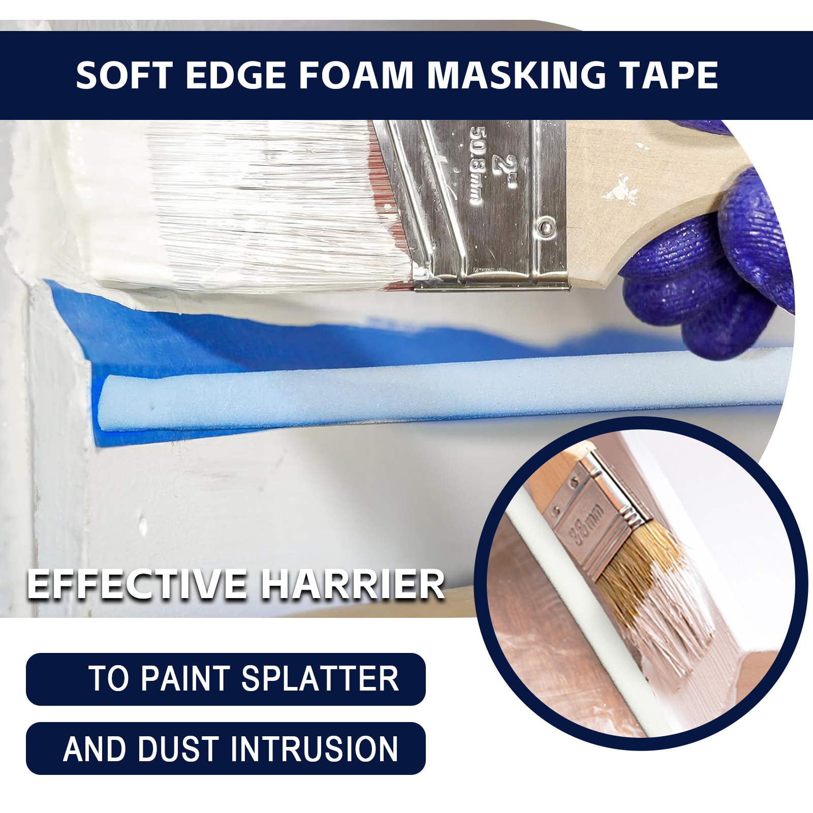 Premium White Soft-Edge Foam Masking Tape – Ideal for Automotive Door Jam Sealing & Protection