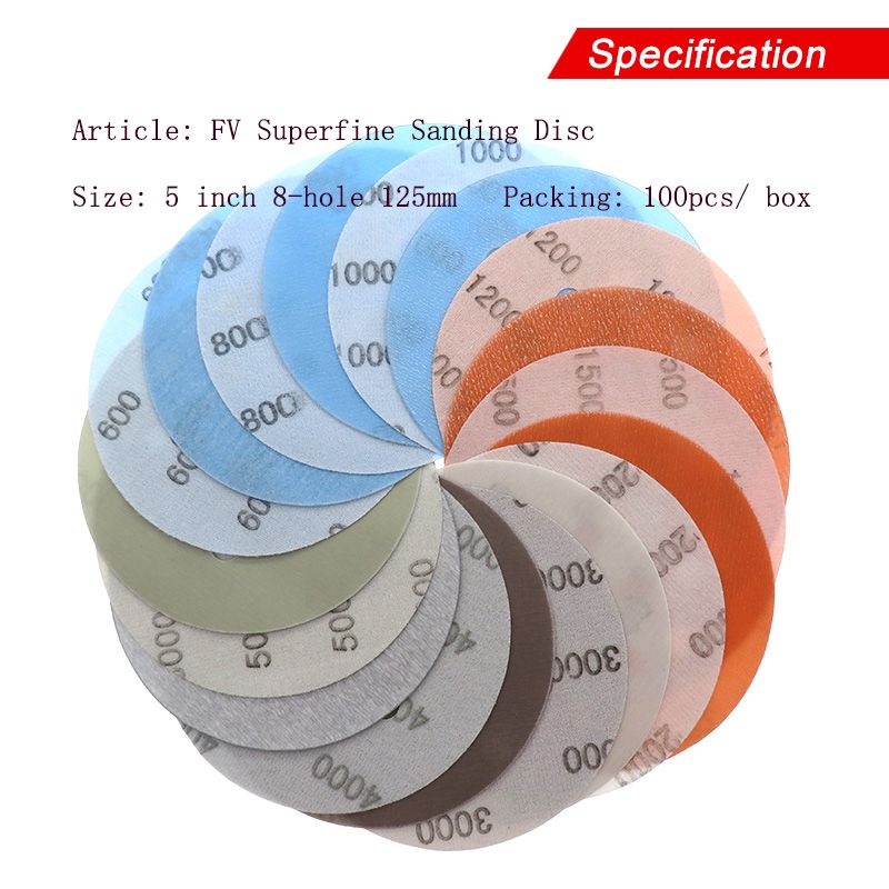 5inch 5-Hole Superfine Soft Film Sanding Disc for Wet/Dry Automotive Paint Sanding