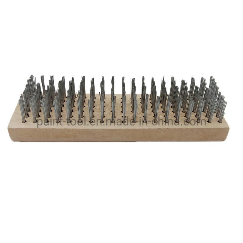 Long Wood Handle Stainless Steel Wire Scratch Brush
