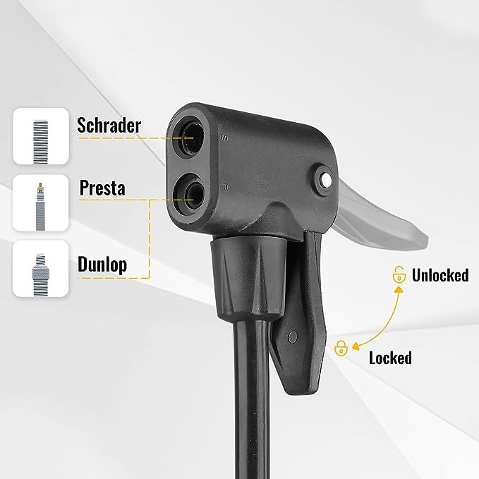 Bike Floor Pump with Gauge, Air Bicycle Pump Inflator with High Pressure 160 Psi