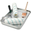 6 Piece Shed Resistant White Woven Paint Roller Paint Brush Paint Tray Kit