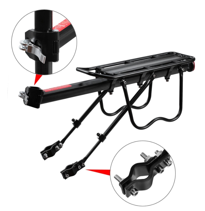 Quick Release Bicycle Rear Luggage Cargo Carrier with Adjustable Aluminum Bike Rear Seat Rack