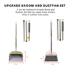 Adjustable Long Handle Broom and Dustpan Set – with Dust Pan Teeth for Easy Debris Cleaning