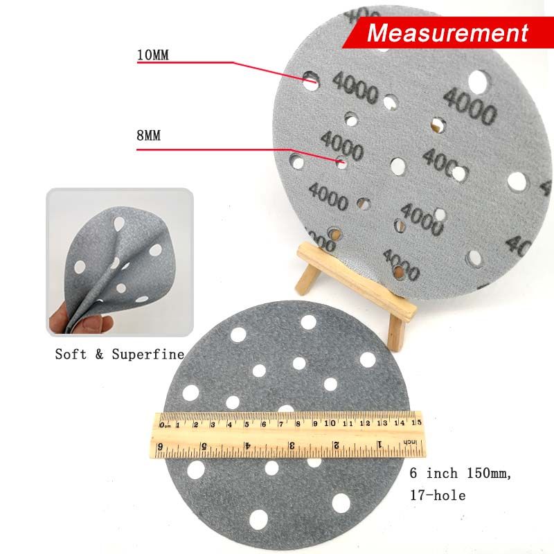 6inch 17-Hole Hook and Loop Automotive Sand Paper Film for Wet/Dry Polishing