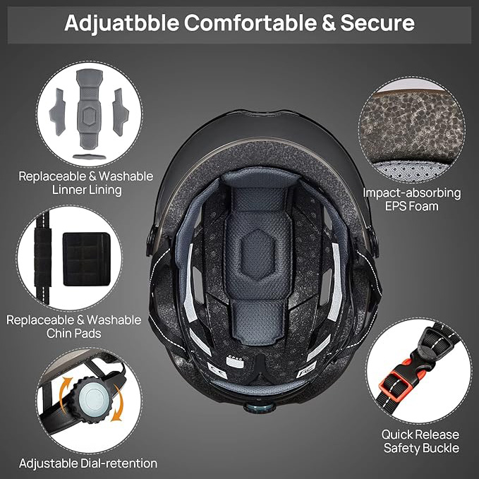 Adult Bike Helmet with USB Charging LED Front and Rear Lights Mountain & Road Bike Helmet