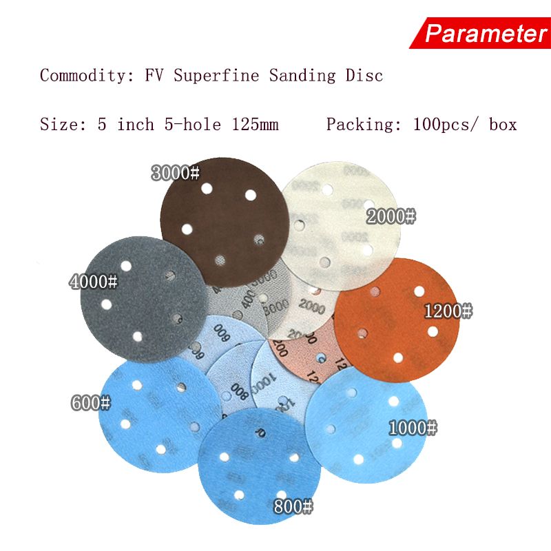 5inch 5-Hole Superfine Soft Film Sanding Disc for Wet/Dry Automotive Paint Sanding