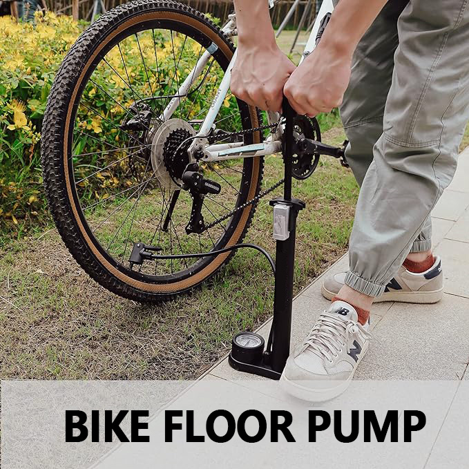 Bike Floor Pump with Gauge, Air Bicycle Pump Inflator with High Pressure 160 Psi