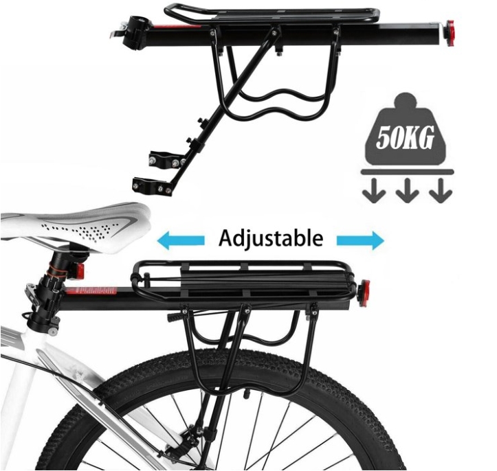 Quick Release Bicycle Rear Luggage Cargo Carrier with Adjustable Aluminum Bike Rear Seat Rack