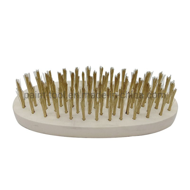 Round Wooden Handle Wire Brush Cleaning Tool