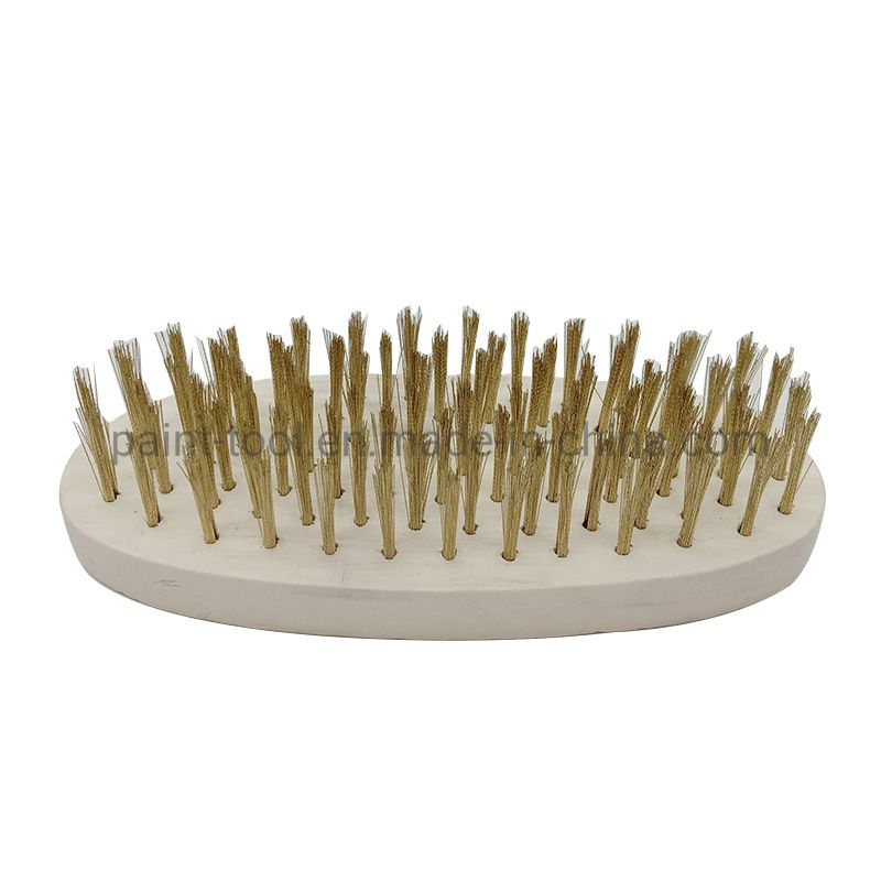 Round Wooden Handle Wire Brush Cleaning Tool