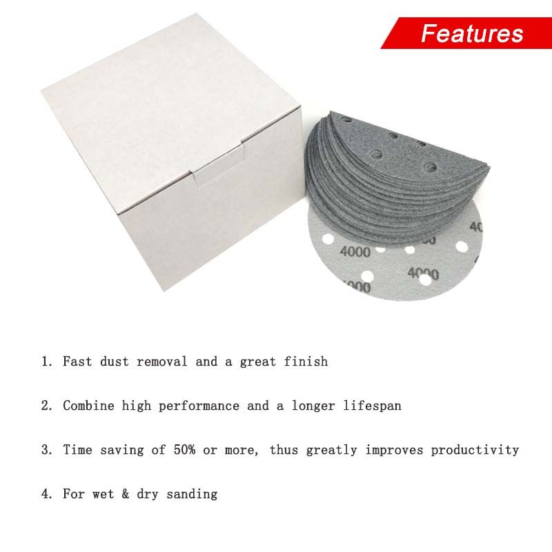 6inch 17-Hole Hook and Loop Automotive Sand Paper Film for Wet/Dry Polishing
