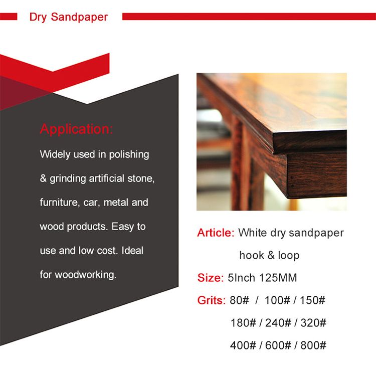 5inch 125mm Hook and Loop Dry Grinding Sandpaper Sanding Discs for Polishing