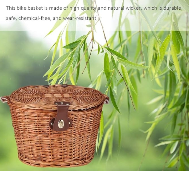 Bicycle Front Basket Wicker Picnic Basket 