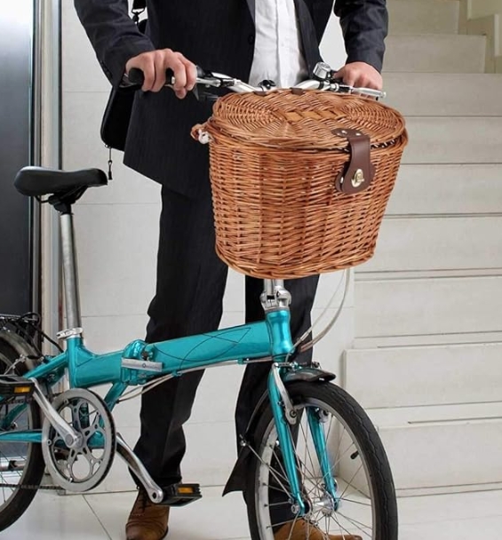 Bicycle Front Basket Wicker Picnic Basket 