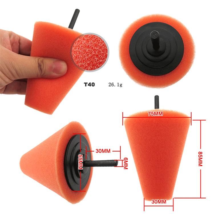 Orange Polishing Foam Sponge Cone Polishing Pads for Car Wheel Hub