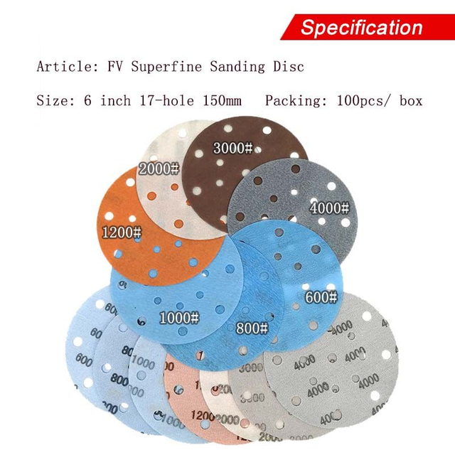 6inch 17-Hole Hook and Loop Automotive Sand Paper Film for Wet/Dry Polishing