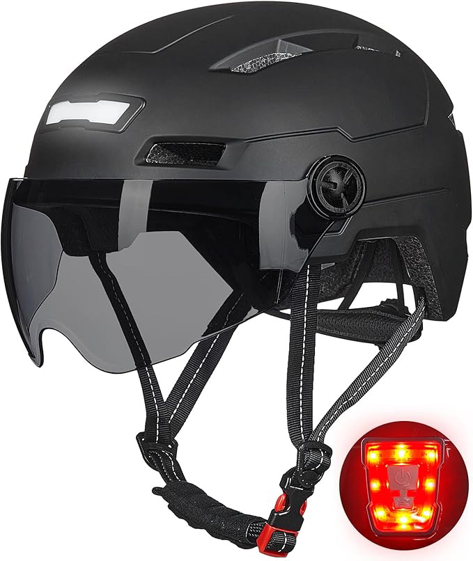 Adult Bike Helmet with USB Charging LED Front and Rear Lights Mountain & Road Bike Helmet
