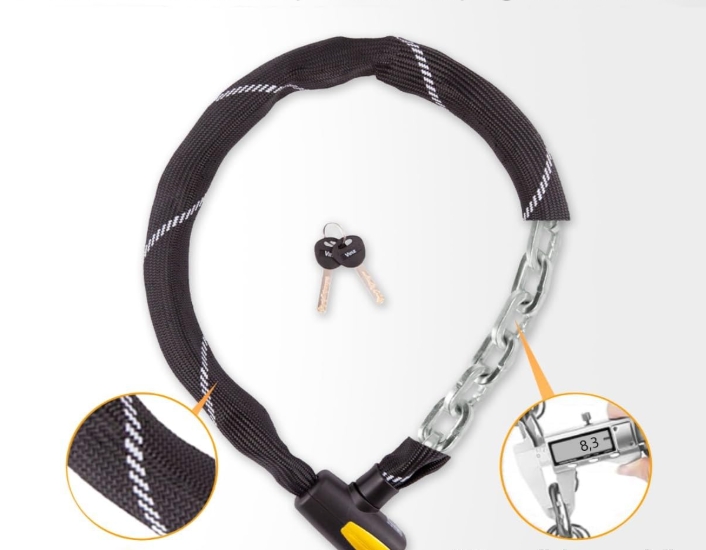 Chain Lock Hardened Steel Bicycle Lock with Synthetic Fibre Coated Bike Safety Lock