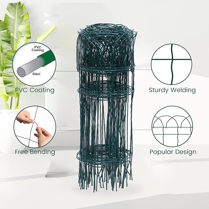 Garden Border Fence Wire Mesh Green PVC Coated Lawn Edging Outdoor
