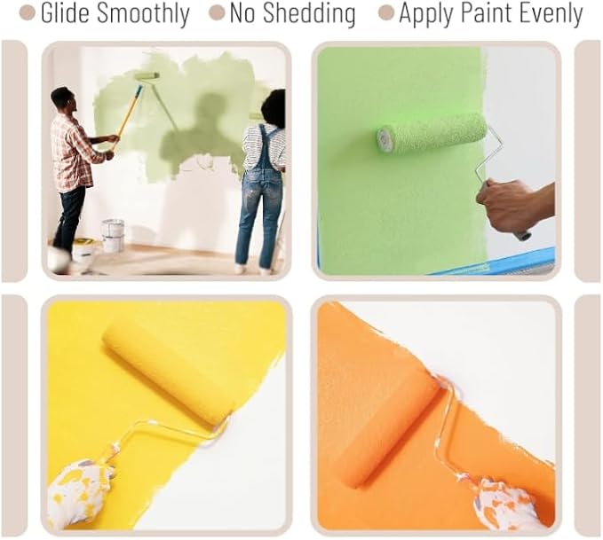 Paint Roller Kit with Tray-Includes Acrylic, Polyester and Foam Paint Roller Covers