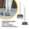 Adjustable Long Handle Broom and Dustpan Set – with Dust Pan Teeth for Easy Debris Cleaning