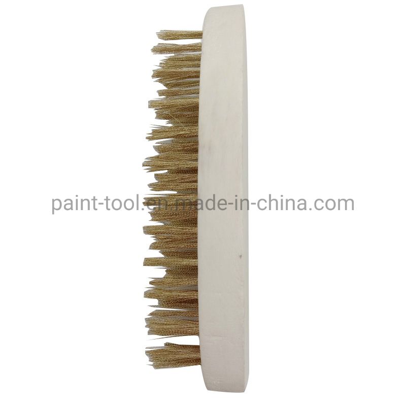 Round Wooden Handle Wire Brush Cleaning Tool