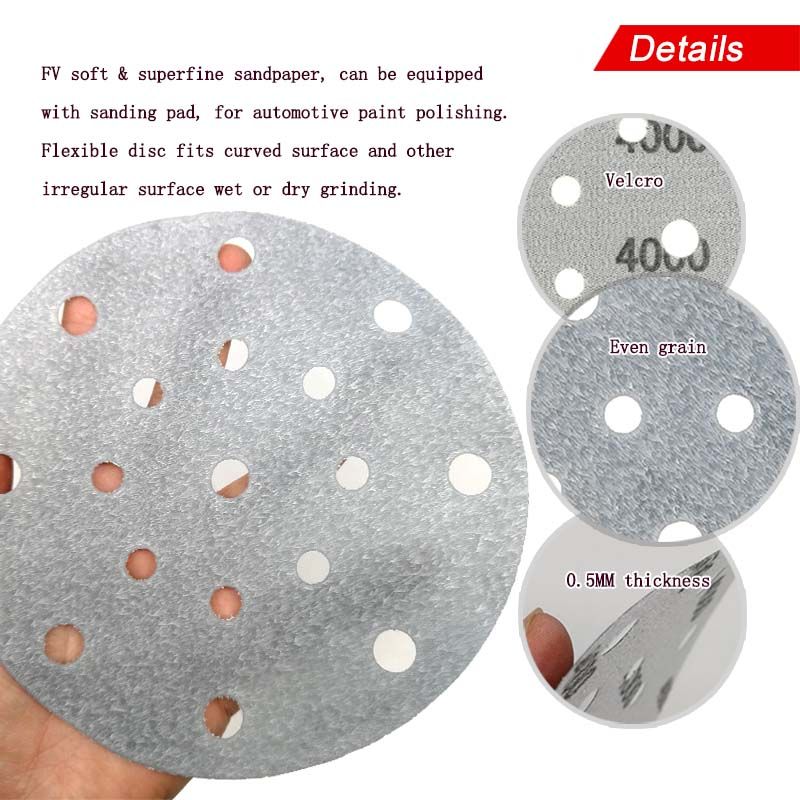 6inch 17-Hole Hook and Loop Automotive Sand Paper Film for Wet/Dry Polishing