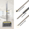Adjustable Long Handle Broom and Dustpan Set – with Dust Pan Teeth for Easy Debris Cleaning