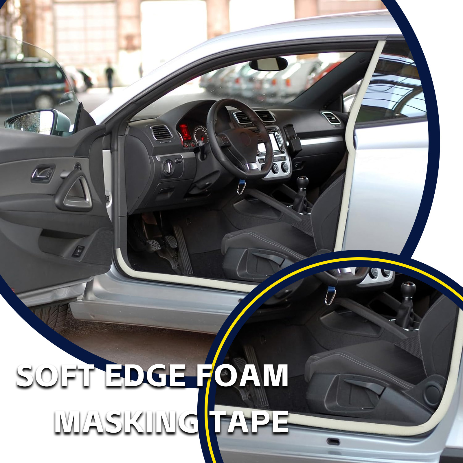 Premium White Soft-Edge Foam Masking Tape – Ideal for Automotive Door Jam Sealing & Protection