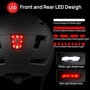 Adult Bike Helmet with USB Charging LED Front and Rear Lights Mountain & Road Bike Helmet