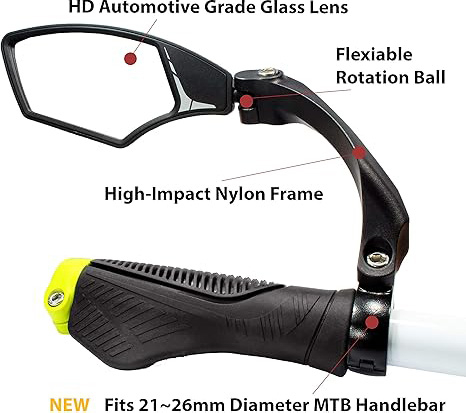 New Handlebar Bike Mirror, HD, Explosion Proproof, Electric Bike Mirror
