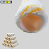 Paint roller with white base and yellow stripes