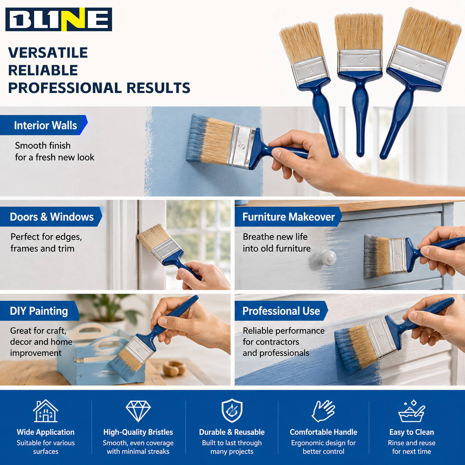 paint brush with blue handle