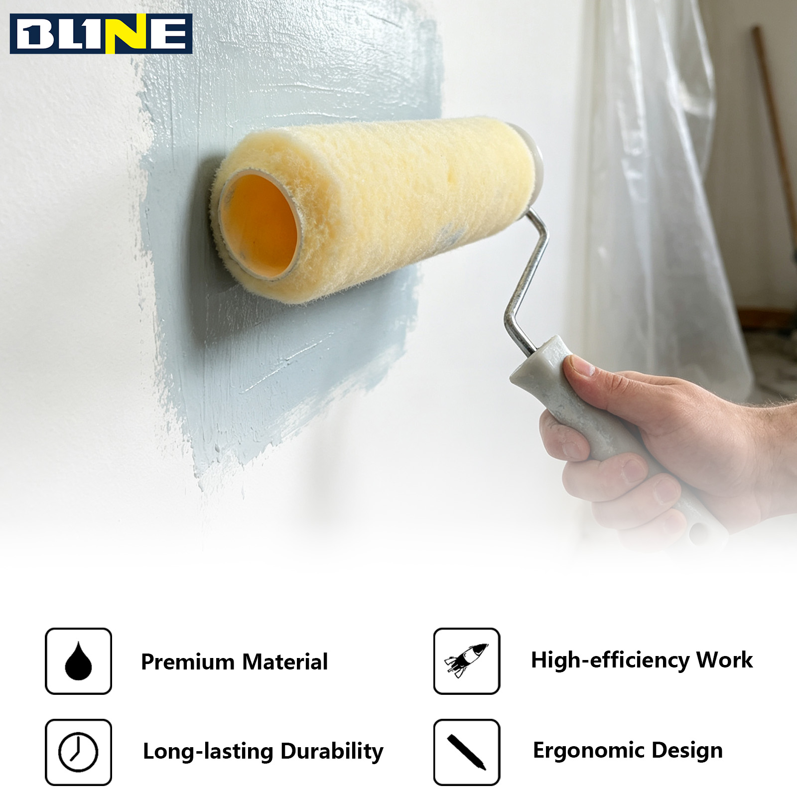 Light‑yellow paint roller