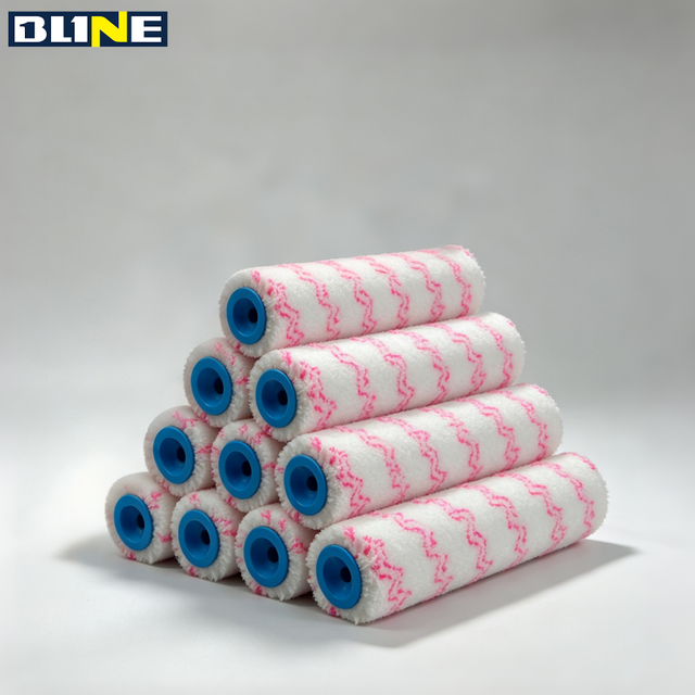 White base with pink wavy pattern paint roller