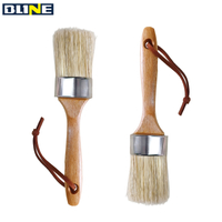 Chalk and Wax Paint Brush Furniture Set of 4, Natural Bristles Small Round and Large Oval Brush, for Painting or Waxing Furniture, DIY Use and Home Decor, Apply Chalk, Milk, or Latex Paint