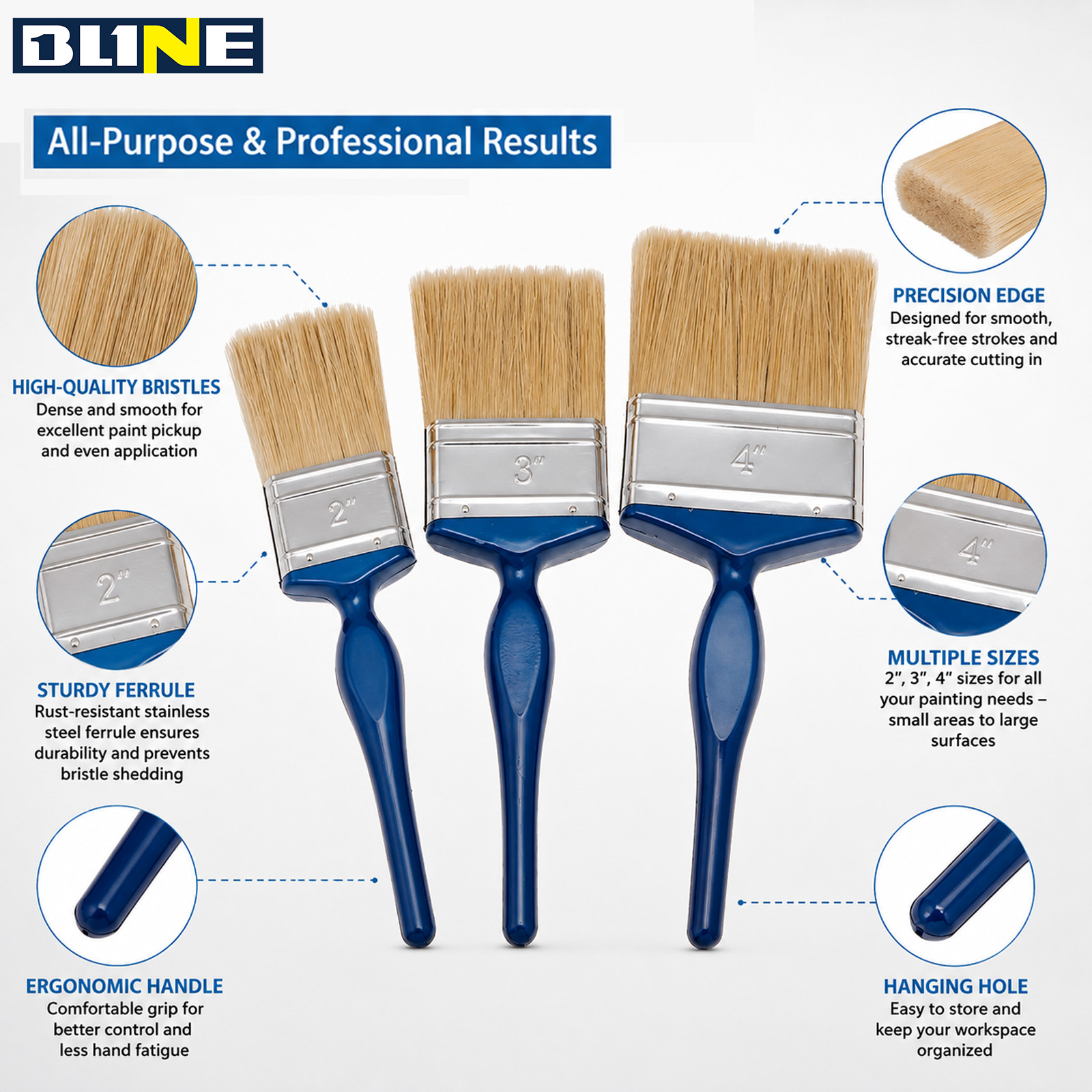 paint brush with blue handle
