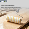 Paint roller with white base and yellow stripes