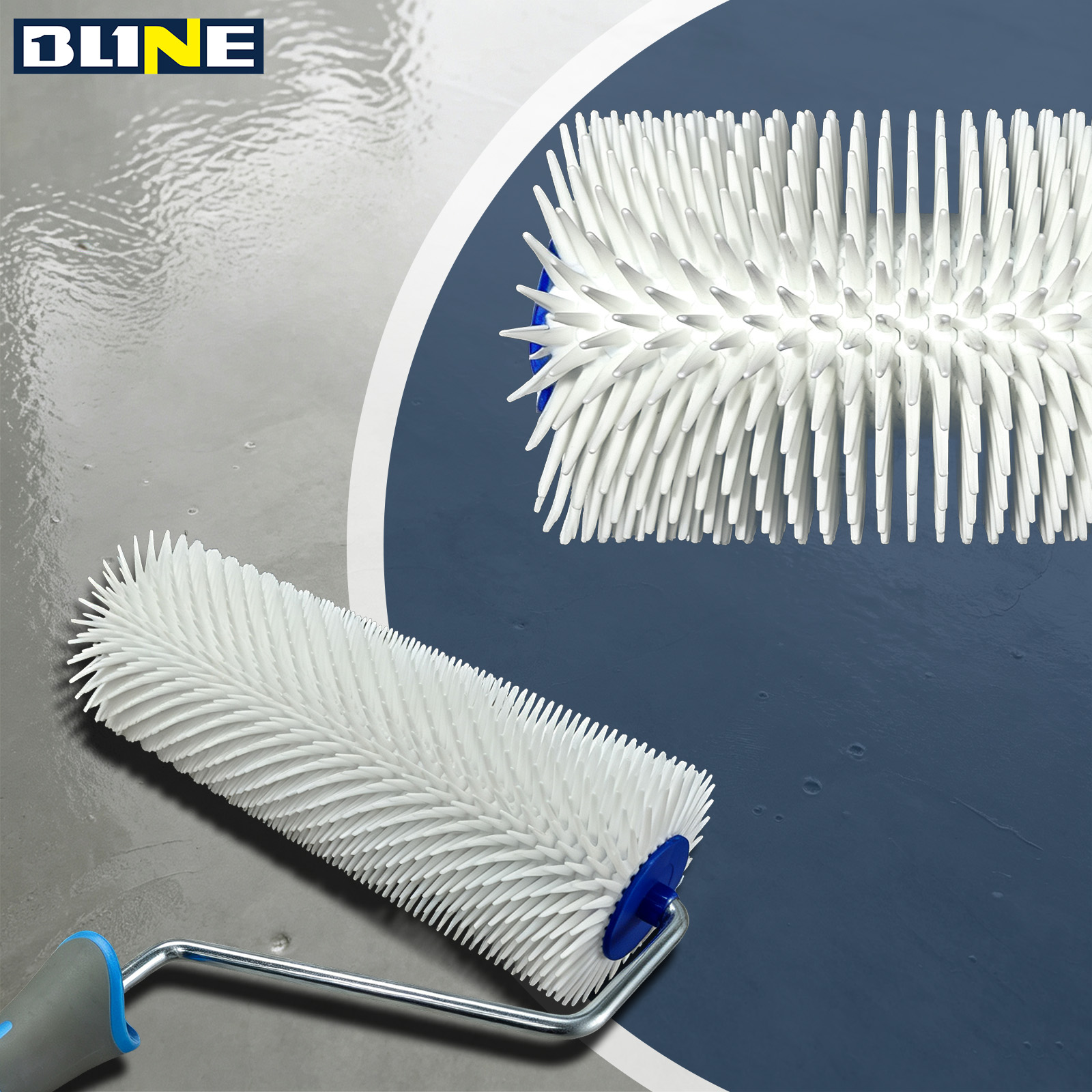 Self‑levelling spiked roller